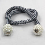 Pearl Magnetic Curtain Clip Tieback Home Decor Buckle Curtain Holder Hanging Ball Rope Straps Holdbacks Room Accessories Strong Magnetic Curtain Tiebacks Pearl Decorative Rope Window Holdbacks For Drapes Home Office Stevvex