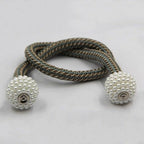 Pearl Magnetic Curtain Clip Tieback Home Decor Buckle Curtain Holder Hanging Ball Rope Straps Holdbacks Room Accessories Strong Magnetic Curtain Tiebacks Pearl Decorative Rope Window Holdbacks For Drapes Home Office Stevvex