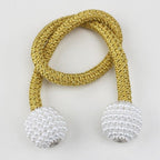 Pearl Magnetic Curtain Clip Tieback Home Decor Buckle Curtain Holder Hanging Ball Rope Straps Holdbacks Room Accessories Strong Magnetic Curtain Tiebacks Pearl Decorative Rope Window Holdbacks For Drapes Home Office Stevvex