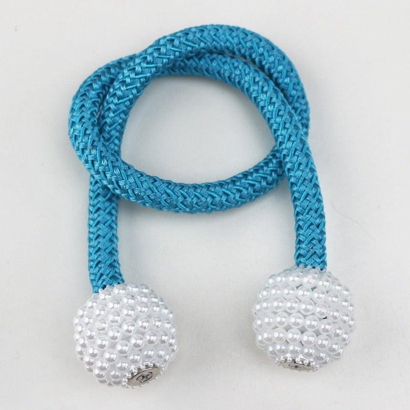 Pearl Magnetic Curtain Clip Tieback Home Decor Buckle Curtain Holder Hanging Ball Rope Straps Holdbacks Room Accessories Strong Magnetic Curtain Tiebacks Pearl Decorative Rope Window Holdbacks For Drapes Home Office Stevvex