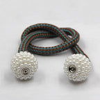 Pearl Magnetic Curtain Clip Tieback Home Decor Buckle Curtain Holder Hanging Ball Rope Straps Holdbacks Room Accessories Strong Magnetic Curtain Tiebacks Pearl Decorative Rope Window Holdbacks For Drapes Home Office Stevvex