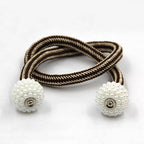Pearl Magnetic Curtain Clip Tieback Home Decor Buckle Curtain Holder Hanging Ball Rope Straps Holdbacks Room Accessories Strong Magnetic Curtain Tiebacks Pearl Decorative Rope Window Holdbacks For Drapes Home Office Stevvex