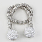 Pearl Magnetic Curtain Clip Tieback Home Decor Buckle Curtain Holder Hanging Ball Rope Straps Holdbacks Room Accessories Strong Magnetic Curtain Tiebacks Pearl Decorative Rope Window Holdbacks For Drapes Home Office Stevvex