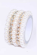 Pearl Rhinestone Stretch Bracelet Set 5 Pc Convertible