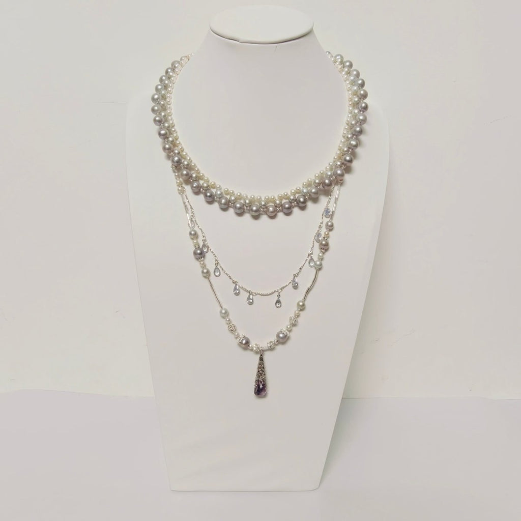 Luxury Pearl & Crystal Layered Necklace Set | Premium Multi-Layer Statement Necklace for Special Occasions (MAC347)