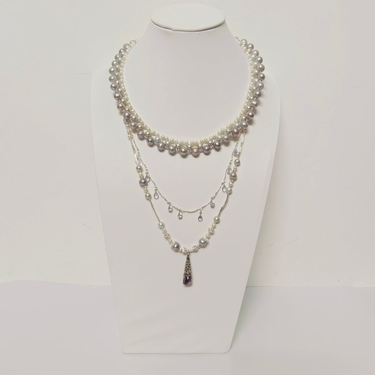 Luxury Pearl & Crystal Layered Necklace Set | Premium Multi-Layer Statement Necklace for Special Occasions (MAC347)