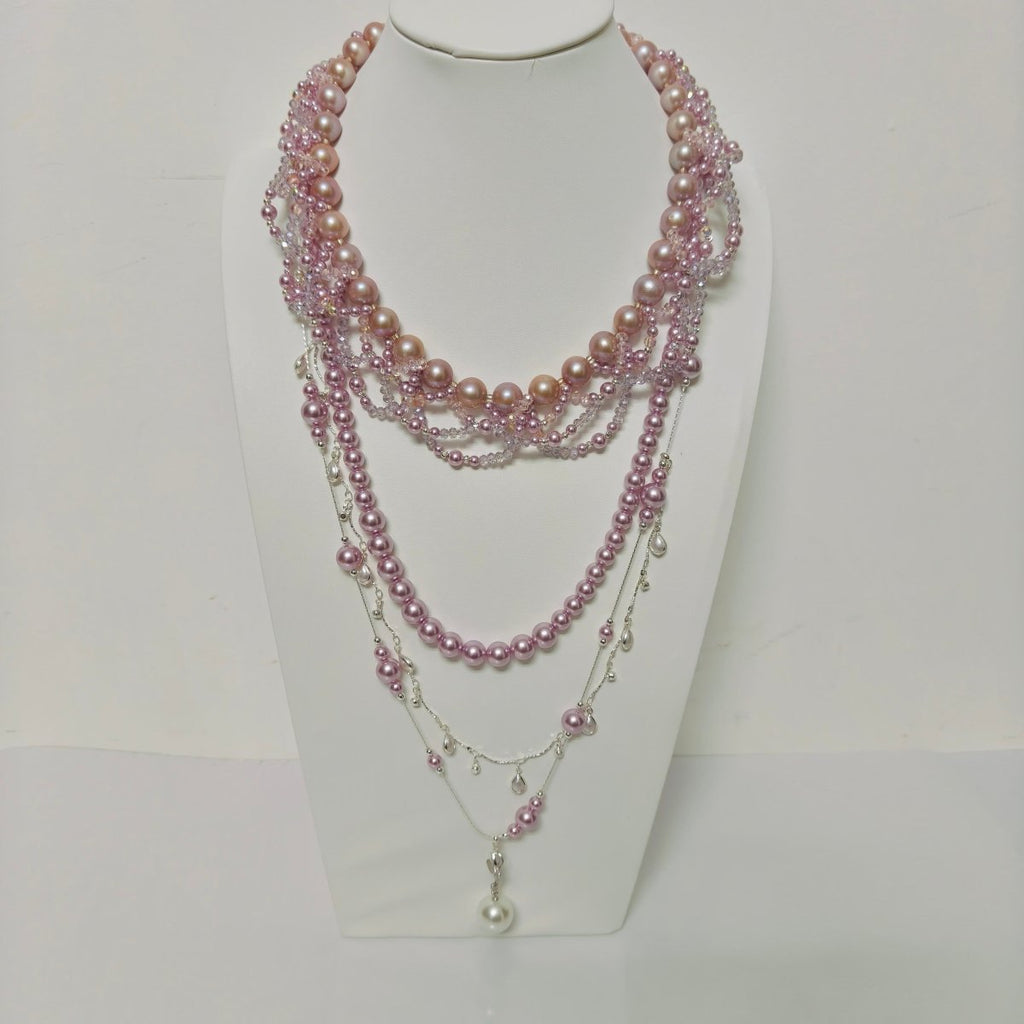 Luxury Pearl & Crystal Layered Necklace Set | Premium Multi-Layer Statement Necklace for Special Occasions (MAC347)