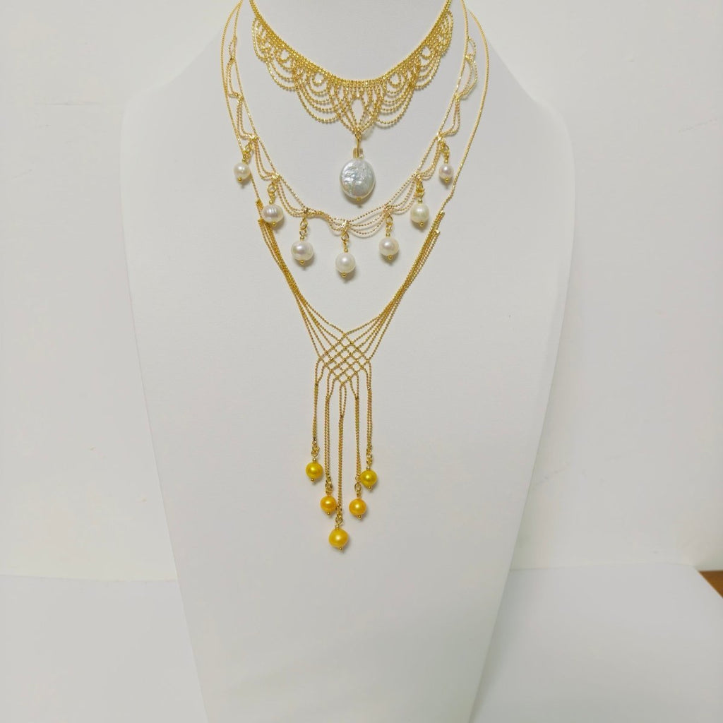 Luxury Pearl & Crystal Layered Necklace Set | Premium Multi-Layer Statement Necklace for Special Occasions (MAC347)