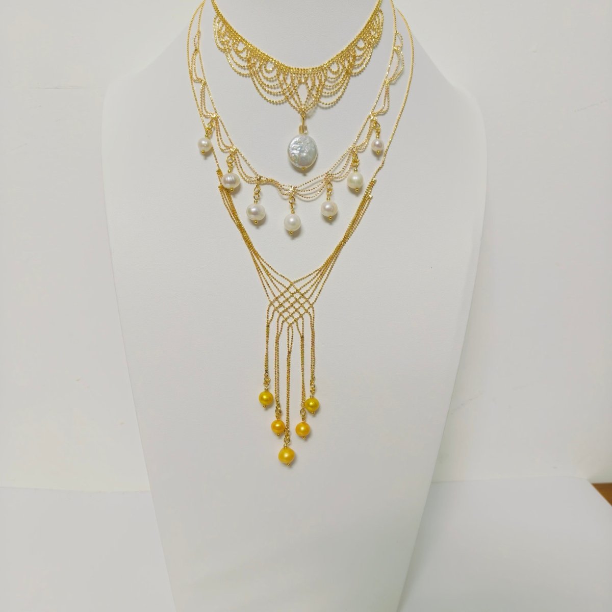 Luxury Pearl & Crystal Layered Necklace Set | Premium Multi-Layer Statement Necklace for Special Occasions (MAC347)