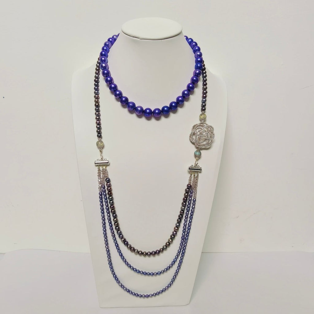 Luxury Pearl & Crystal Layered Necklace Set | Premium Multi-Layer Statement Necklace for Special Occasions (MAC347)