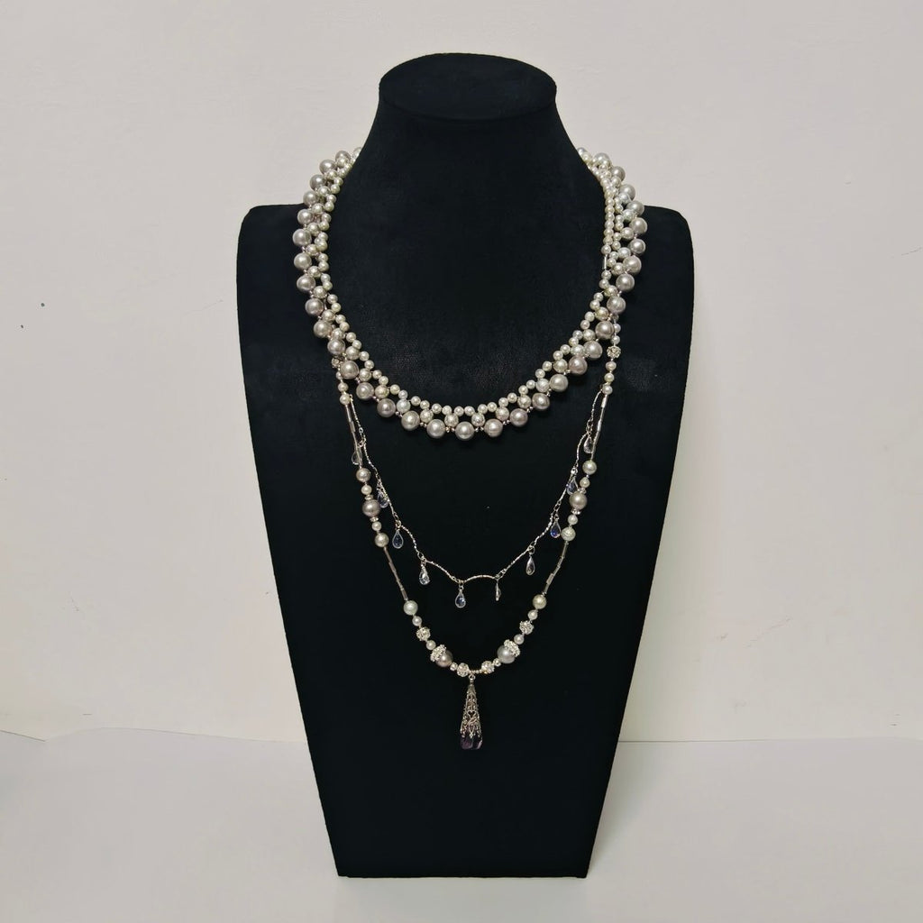 Luxury Pearl & Crystal Layered Necklace Set | Premium Multi-Layer Statement Necklace for Special Occasions (MAC347)