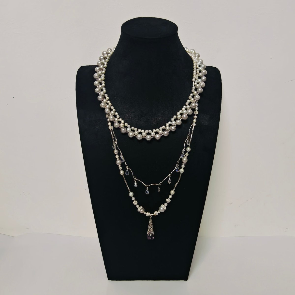 Luxury Pearl & Crystal Layered Necklace Set | Premium Multi-Layer Statement Necklace for Special Occasions (MAC347)