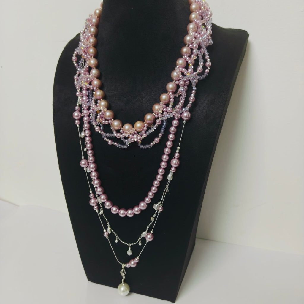 Luxury Pearl & Crystal Layered Necklace Set | Premium Multi-Layer Statement Necklace for Special Occasions (MAC347)