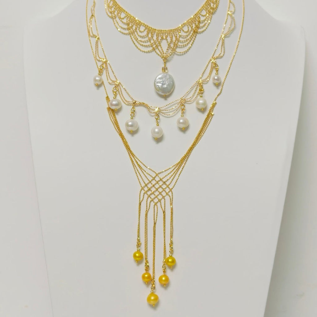 Luxury Pearl & Crystal Layered Necklace Set | Premium Multi-Layer Statement Necklace for Special Occasions (MAC347)