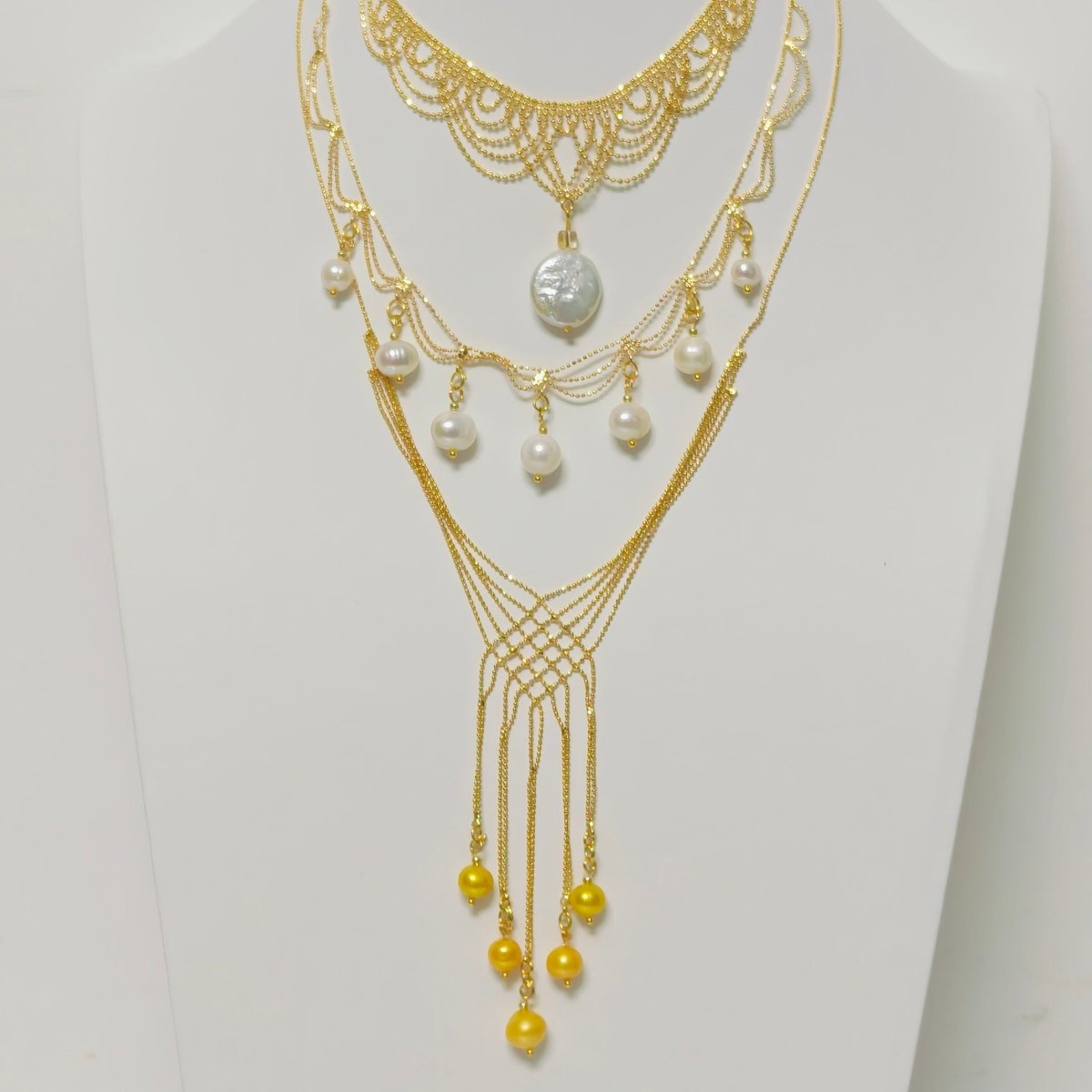 Luxury Pearl & Crystal Layered Necklace Set | Premium Multi-Layer Statement Necklace for Special Occasions (MAC347)