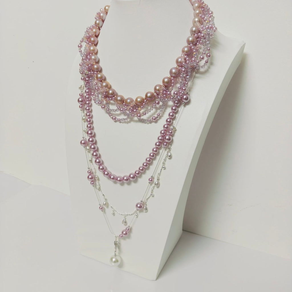 Luxury Pearl & Crystal Layered Necklace Set | Premium Multi-Layer Statement Necklace for Special Occasions (MAC347)