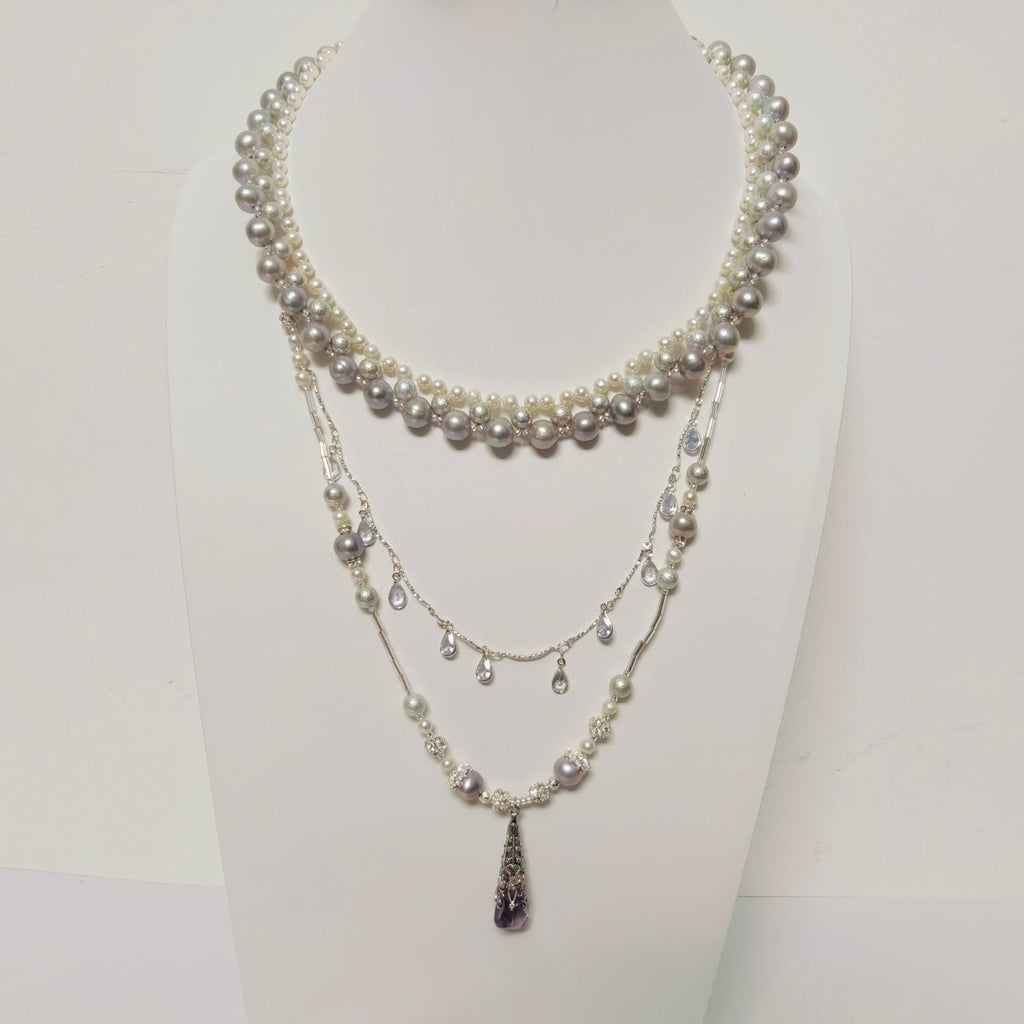 Luxury Pearl & Crystal Layered Necklace Set | Premium Multi-Layer Statement Necklace for Special Occasions (MAC347)