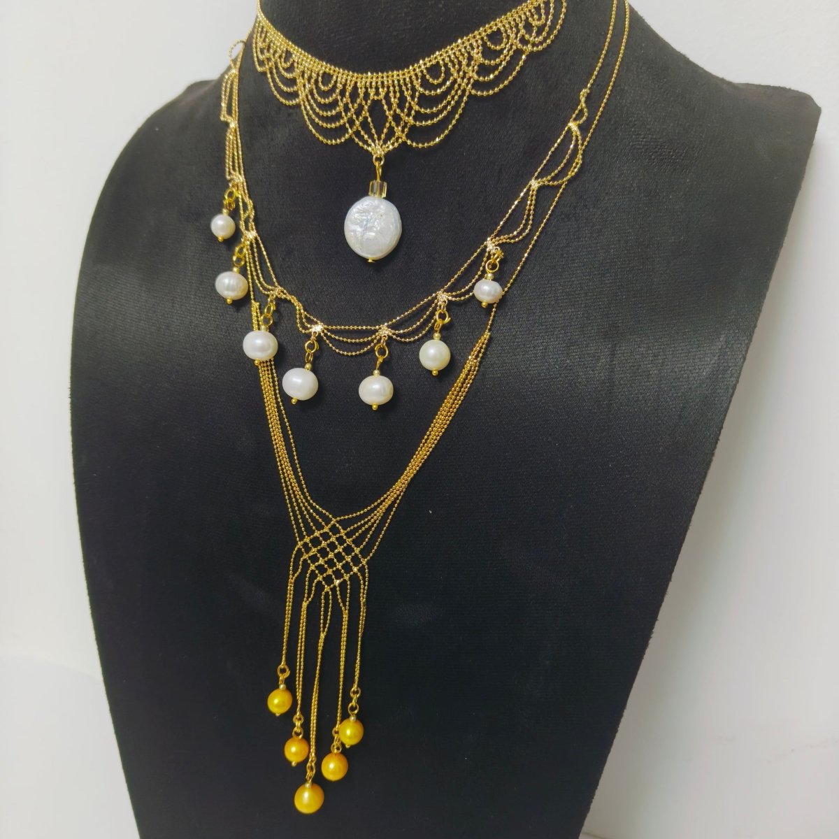 Luxury Pearl & Crystal Layered Necklace Set | Premium Multi-Layer Statement Necklace for Special Occasions (MAC347)