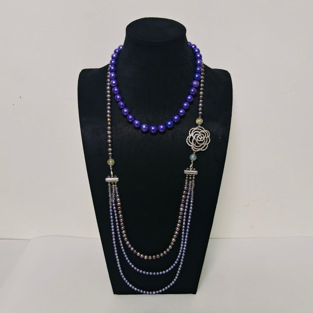 Luxury Pearl & Crystal Layered Necklace Set | Premium Multi-Layer Statement Necklace for Special Occasions (MAC347)