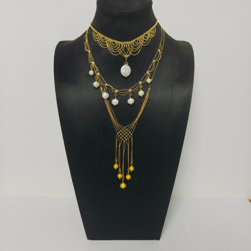 Luxury Pearl & Crystal Layered Necklace Set | Premium Multi-Layer Statement Necklace for Special Occasions (MAC347)