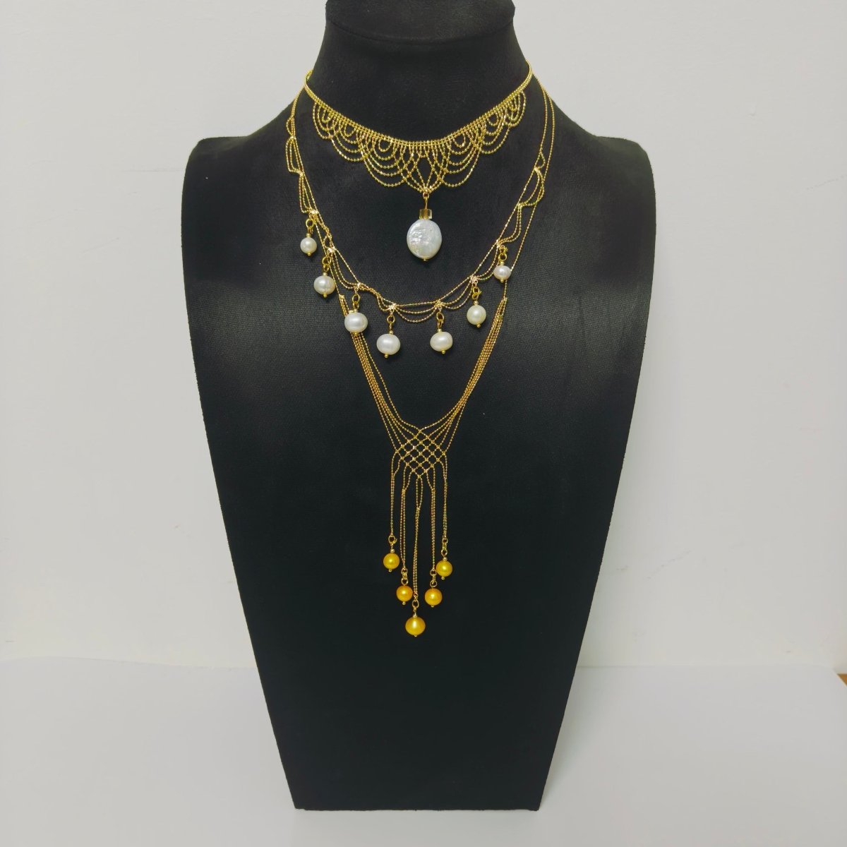Luxury Pearl & Crystal Layered Necklace Set | Premium Multi-Layer Statement Necklace for Special Occasions (MAC347)