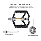 Pedals Bicycle Aluminum Pedal Mountain Urban Road Parts Sealed Bearing Flat Platform All-Round Pedals Bike Accessories Advanced 4 Bearings Mountain Bike Pedals Platform Bicycle Flat Alloy Pedals Stevvex