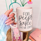 For Peep's Sake Coffee Mug 16oz Ceramic Pastel Blue Pink Funny Gift BandsCo Straps