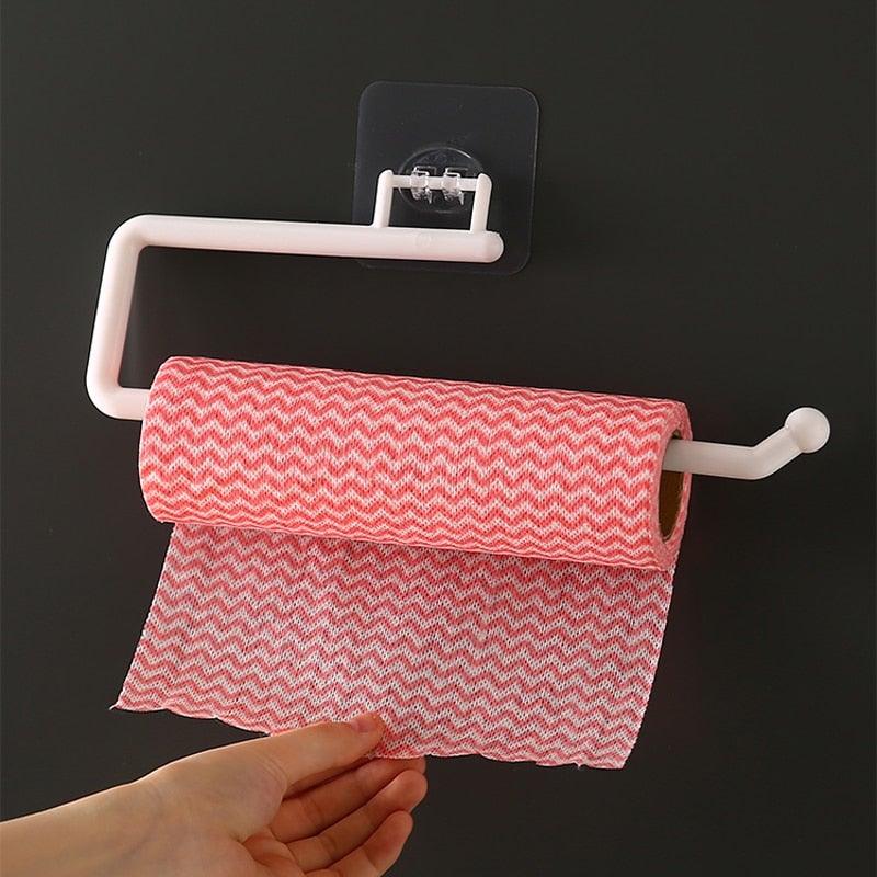 Perforation-Free Kitchen Toilet Paper Holder Special Paper Towel Rack Cling Film Storage Rack Toilet Paper Rag Holder  Wall Mount Self Adhesive Toilet Paper Holder Durable Stainless Steel Brushed Nickel Toilet Paper Roll Holder Modern No Drilling Stevvex