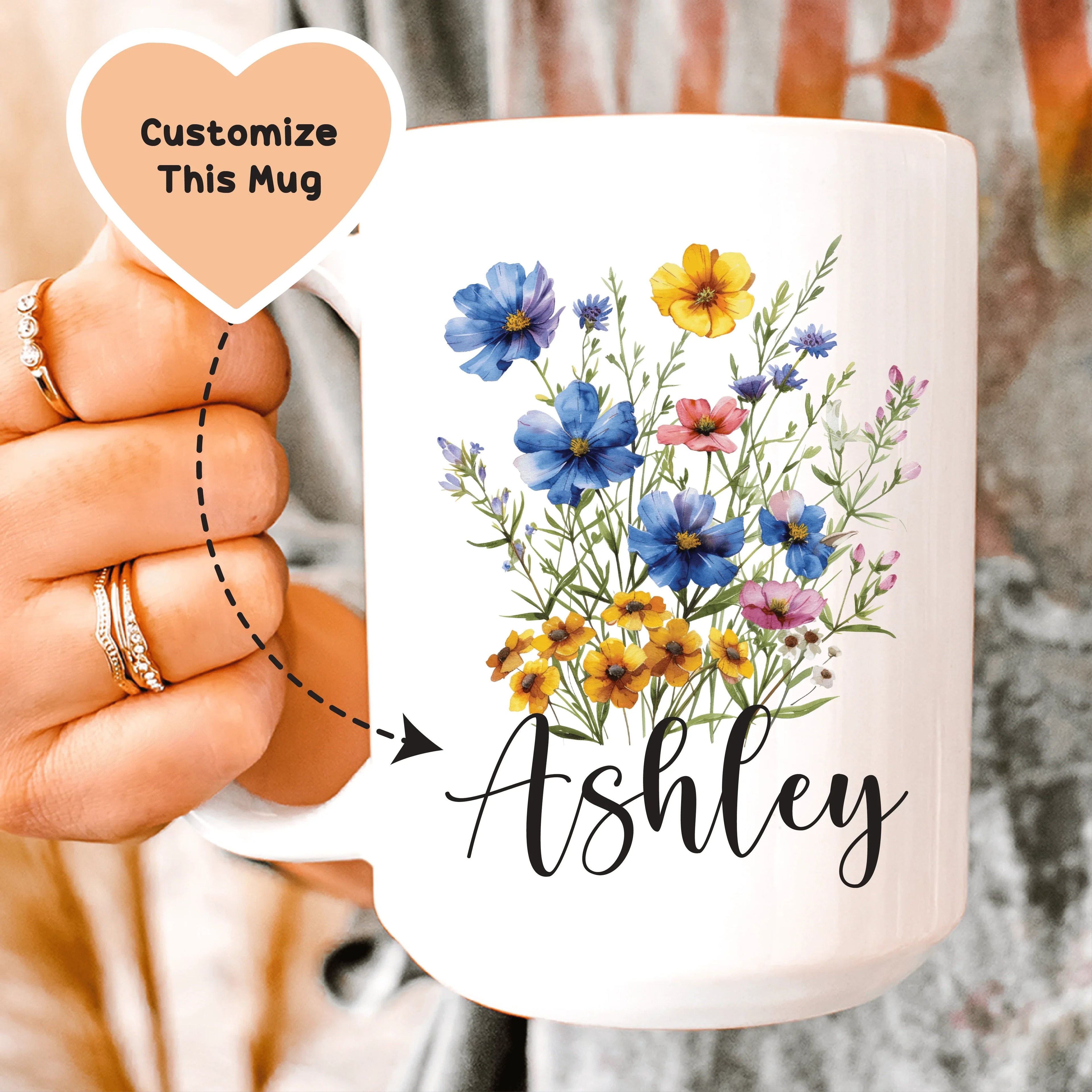 Personalized Floral Mug with Name Mug Peachy Sunday