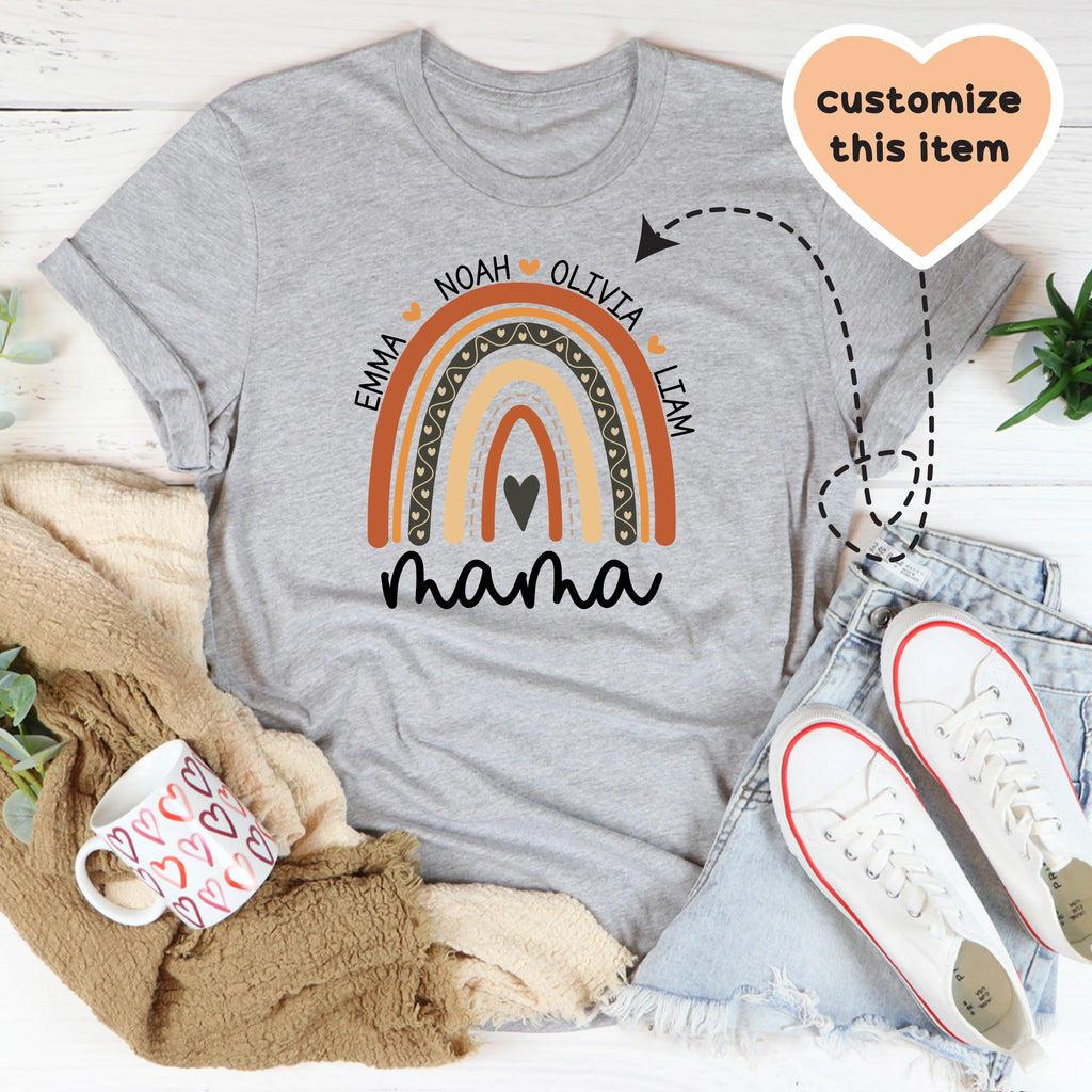 Personalized Mama Boho Rainbow Tee Peachy Sunday