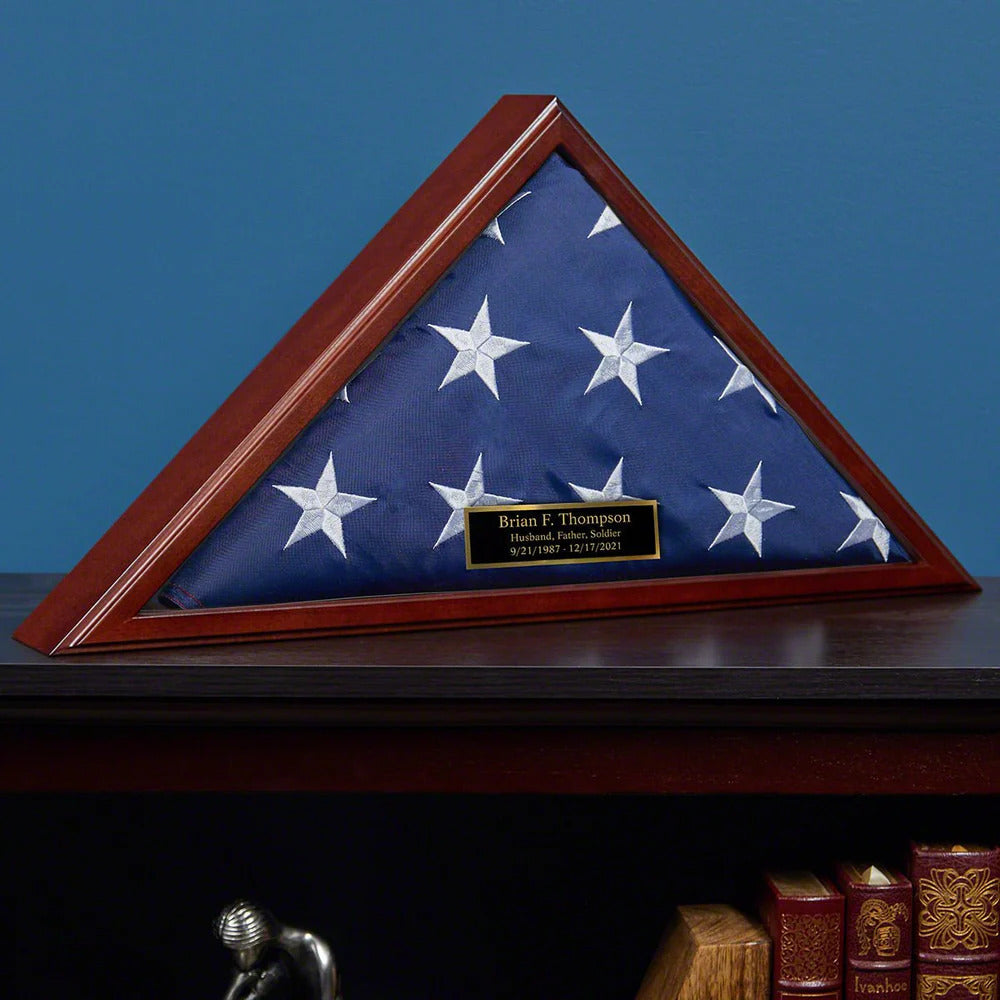 Flag Connections Flag Case for American Veteran Burial Flag Cherry Finish 5' x 9.5' flag The Military Gift Store