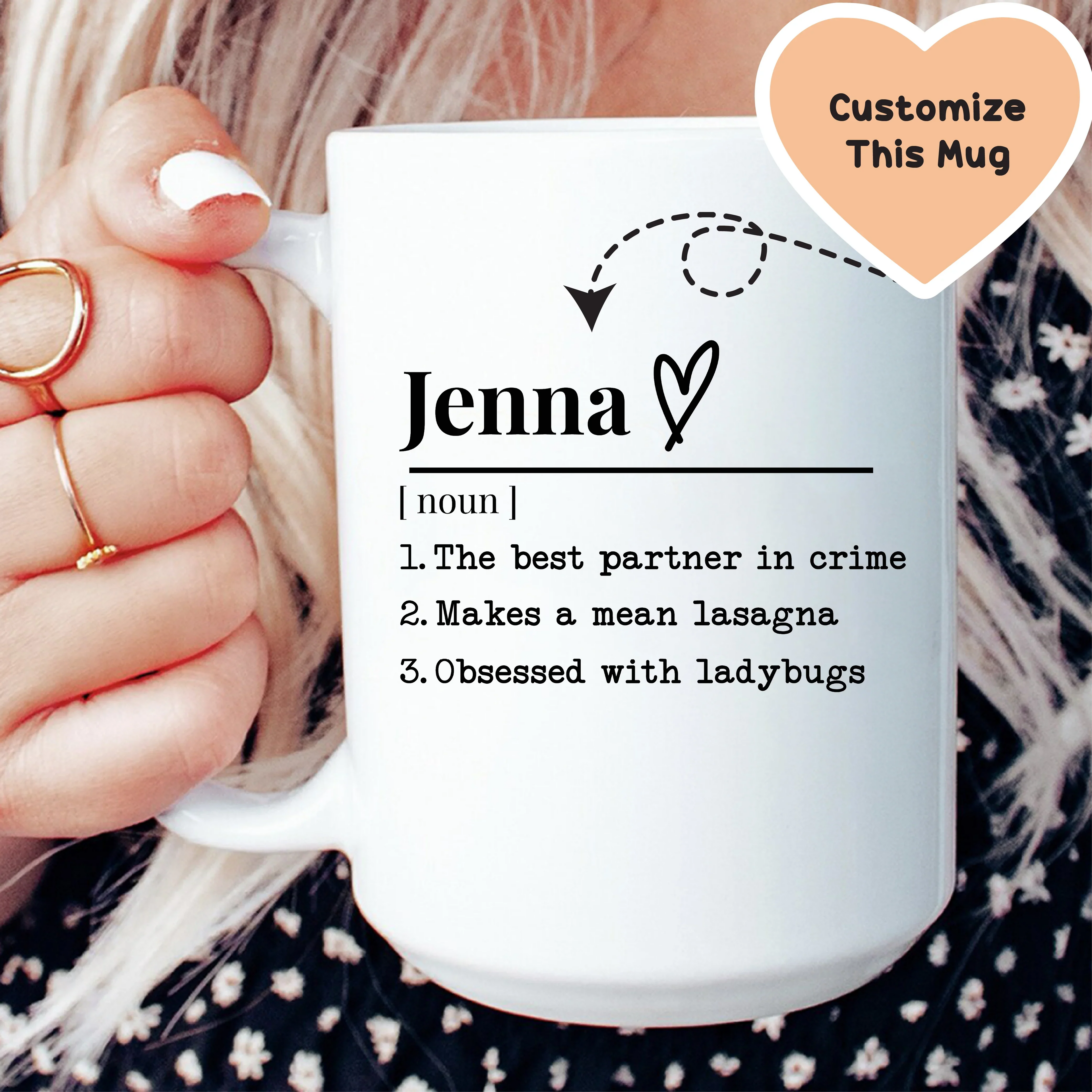 Personalized Name Definition Mug Peachy Sunday