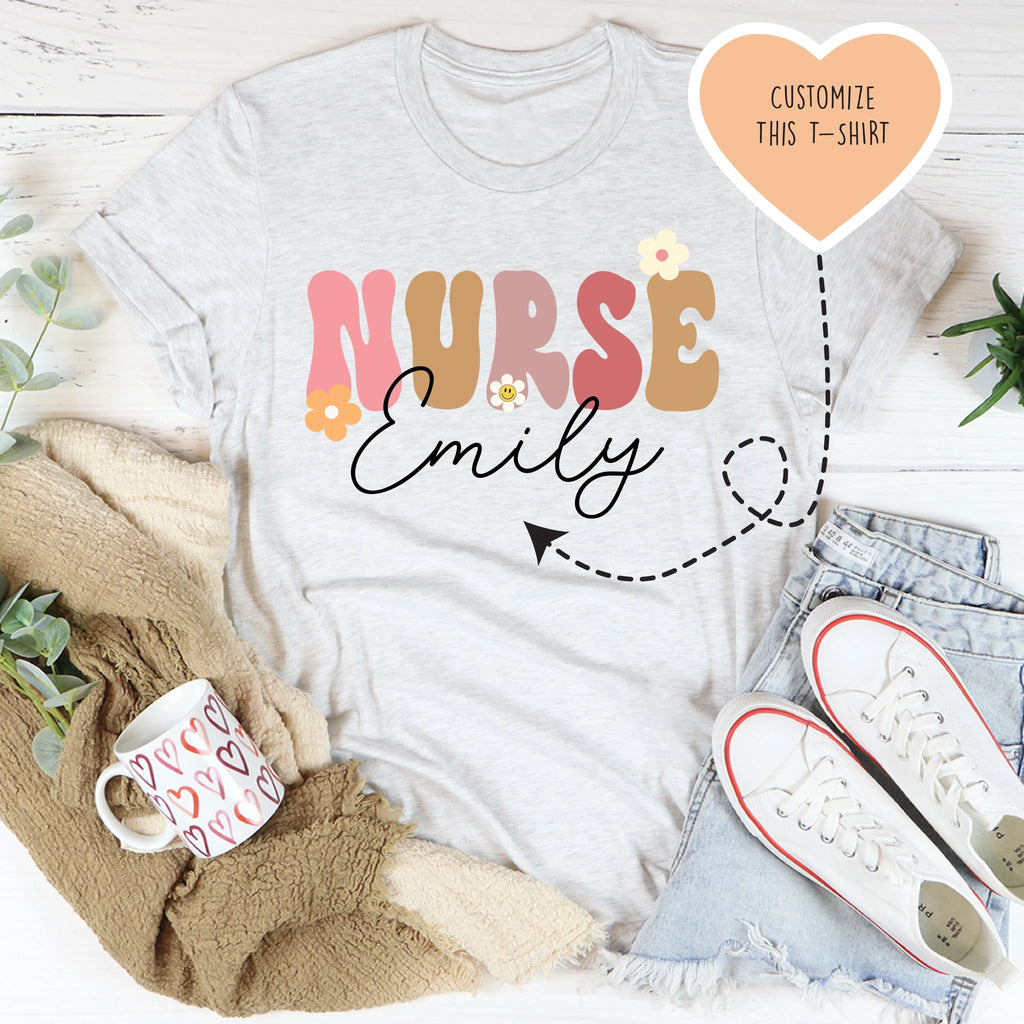 Personalized Nurse Tee Peachy Sunday