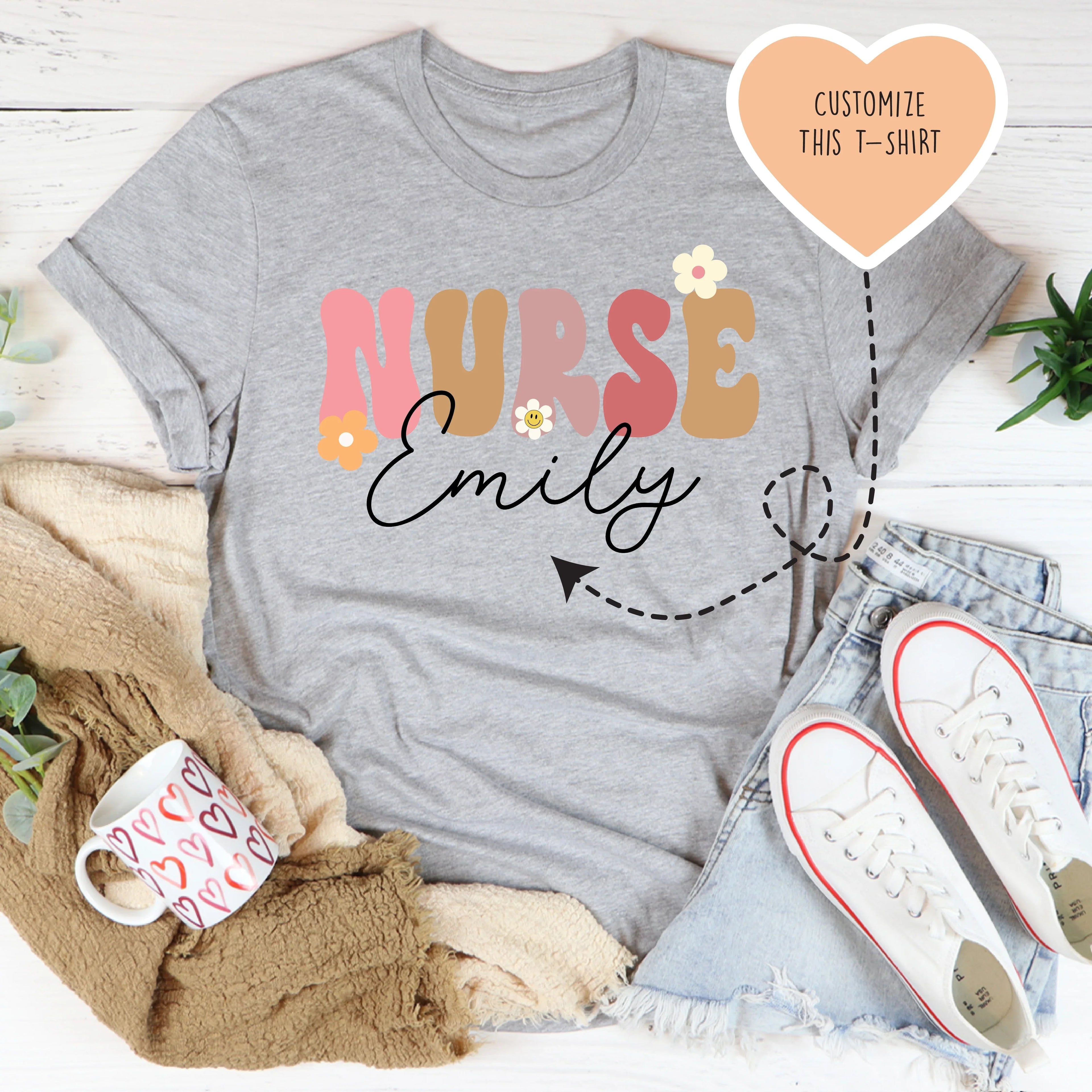 Personalized Nurse Tee Peachy Sunday