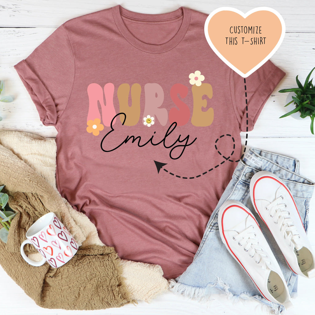 Personalized Nurse Tee Peachy Sunday