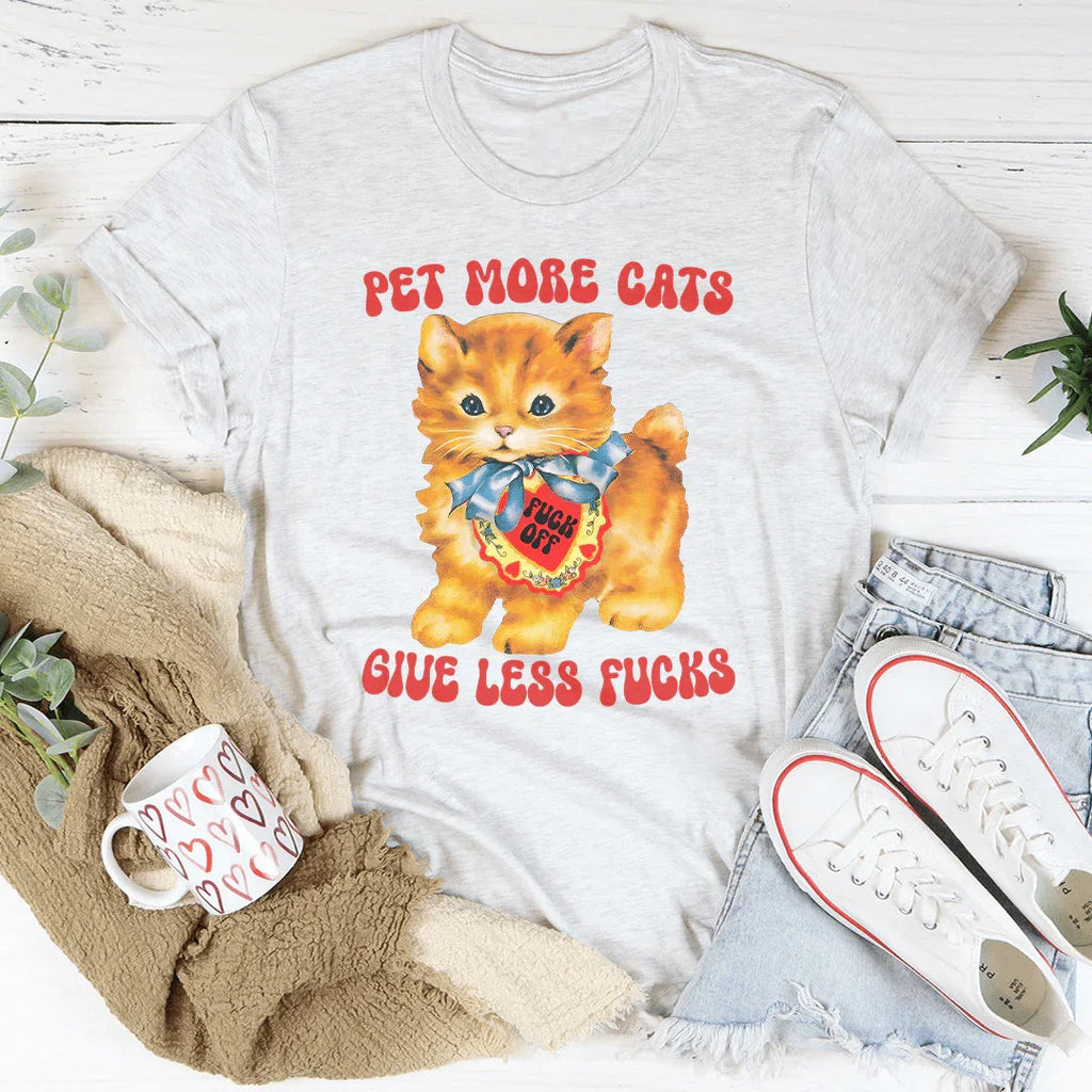 Pet More Cats Tee Peachy Sunday
