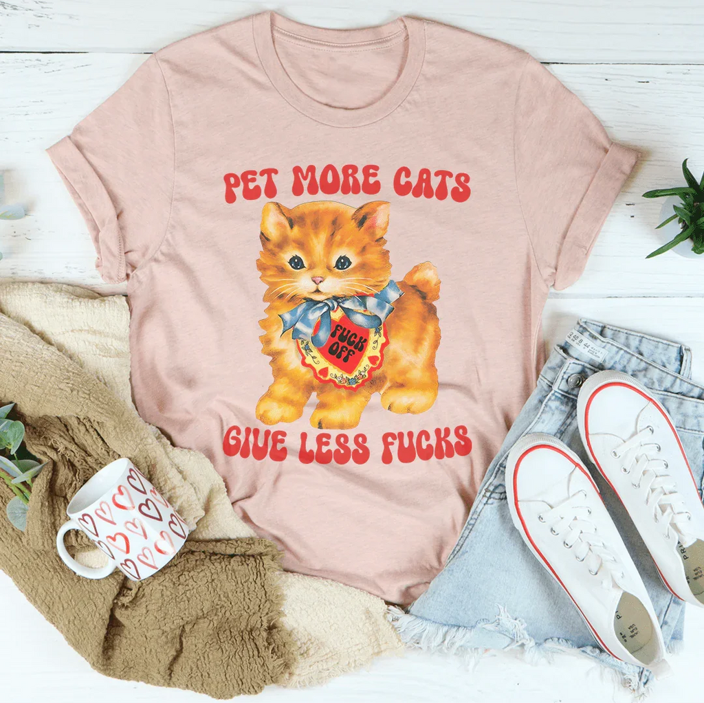 Pet More Cats Tee Peachy Sunday