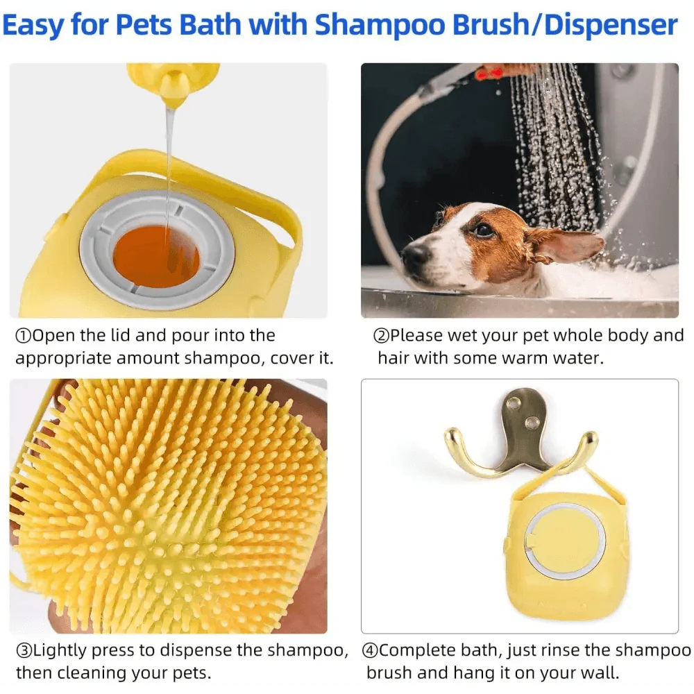 Pet Silicone Shampoo Bath Brush Massage Rubber Comb Bathing Shampoo Colorful Massager For Dogs Stevvex