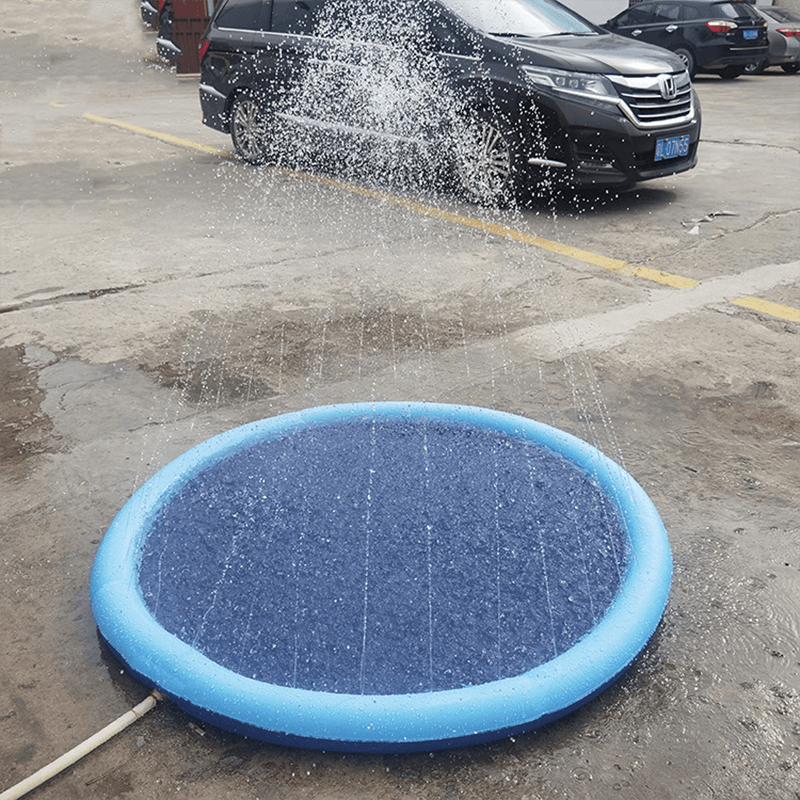 Pet Swimming Pool Pet Sprinkler Pad Inflatable Water Spray Mat Tub Summer Play Cooling Mat Dog Bathtub Dog Cooling Mat Pet Bed Sprinkler Pad for Dogs & Kids PVC Splash Pad for Kids Age Water Toys for Summer Outdoor Stevvex