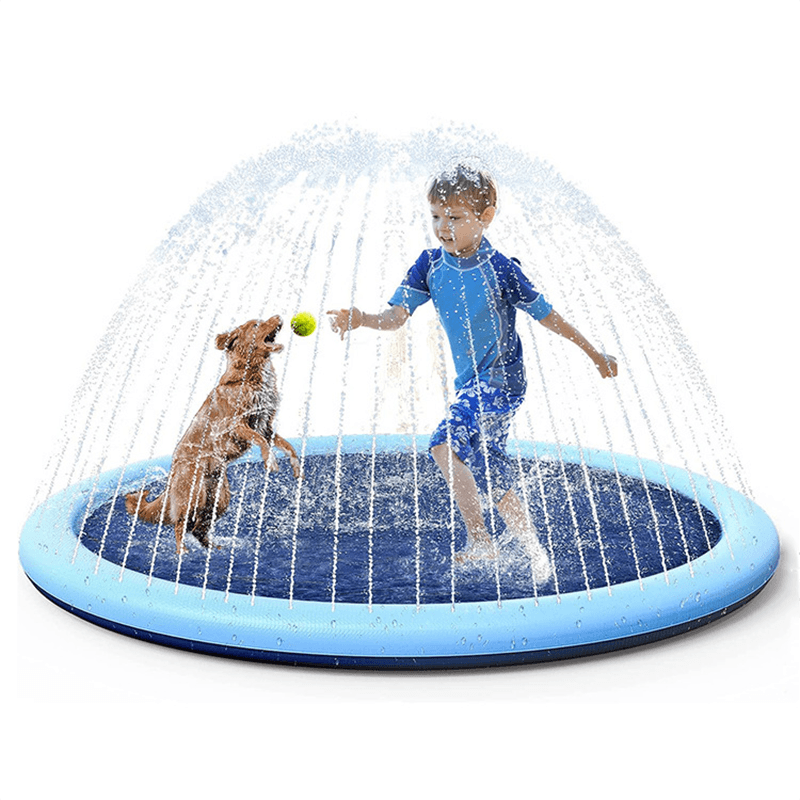Pet Swimming Pool Pet Sprinkler Pad Inflatable Water Spray Mat Tub Summer Play Cooling Mat Dog Bathtub Dog Cooling Mat Pet Bed Sprinkler Pad for Dogs & Kids PVC Splash Pad for Kids Age Water Toys for Summer Outdoor Stevvex