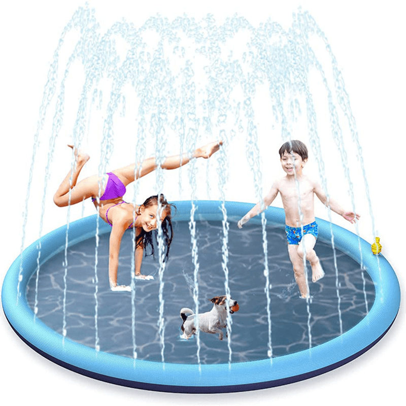 Pet Swimming Pool Pet Sprinkler Pad Inflatable Water Spray Mat Tub Summer Play Cooling Mat Dog Bathtub Dog Cooling Mat Pet Bed Sprinkler Pad for Dogs & Kids PVC Splash Pad for Kids Age Water Toys for Summer Outdoor Stevvex