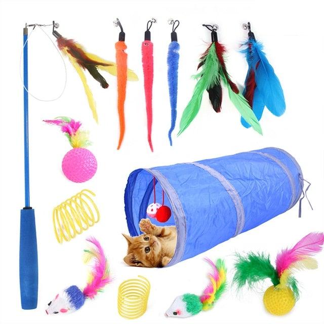 Pets Cat Toys Mouse Shape Balls Shapes Cat Interactive Pet Toys Assortments Foldable Rainbow Tunnel Cat Feather Interactive Feather Toy Fluffy Mouse Cat Love New Pet Toy Funny Cat Stick Mouse Supplies Value Bundle Stevvex