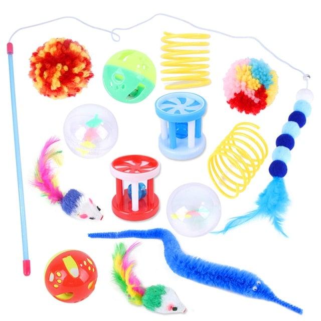 Pets Cat Toys Mouse Shape Balls Shapes Cat Interactive Pet Toys Assortments Foldable Rainbow Tunnel Cat Feather Interactive Feather Toy Fluffy Mouse Cat Love New Pet Toy Funny Cat Stick Mouse Supplies Value Bundle Stevvex