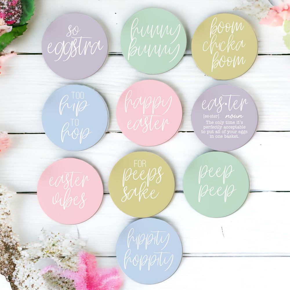 Easter Spring Ceramic Coaster Set 4 Inch Absorbent Drink Coasters Table Protectors Pack BandsCo Straps