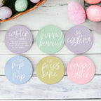 Easter Spring Ceramic Coasters 4in Set Cute Floral Bunny Drink Table Coasters