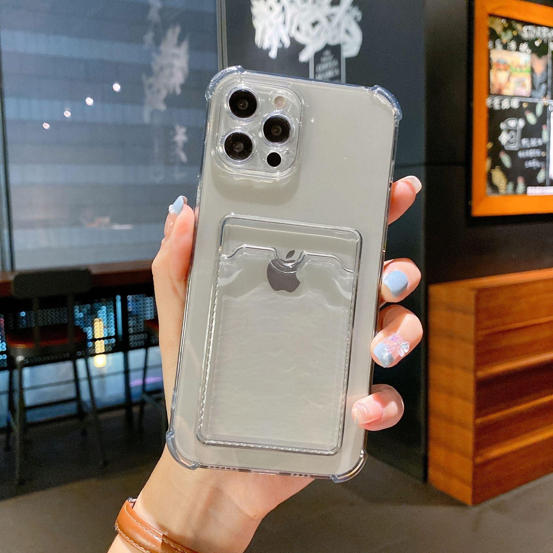 Phone Case For IPhone 12 13 14 Mini Case For iphone Cute Case Cover Soft Silicone Wallet Card Holder Clear Heavy Duty Protective Crystal Clear Back Cover with Shockproof Bumper Case Stevvex