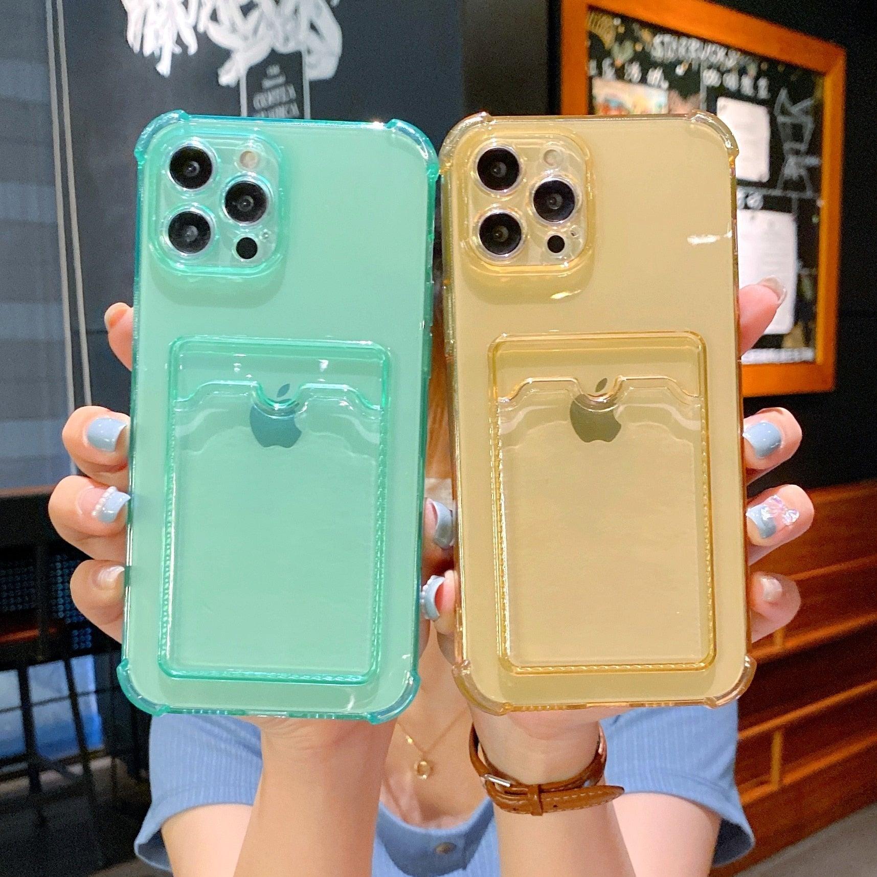 Phone Case For IPhone 12 13 14 Mini Case For iphone Cute Case Cover Soft Silicone Wallet Card Holder Clear Heavy Duty Protective Crystal Clear Back Cover with Shockproof Bumper Case Stevvex