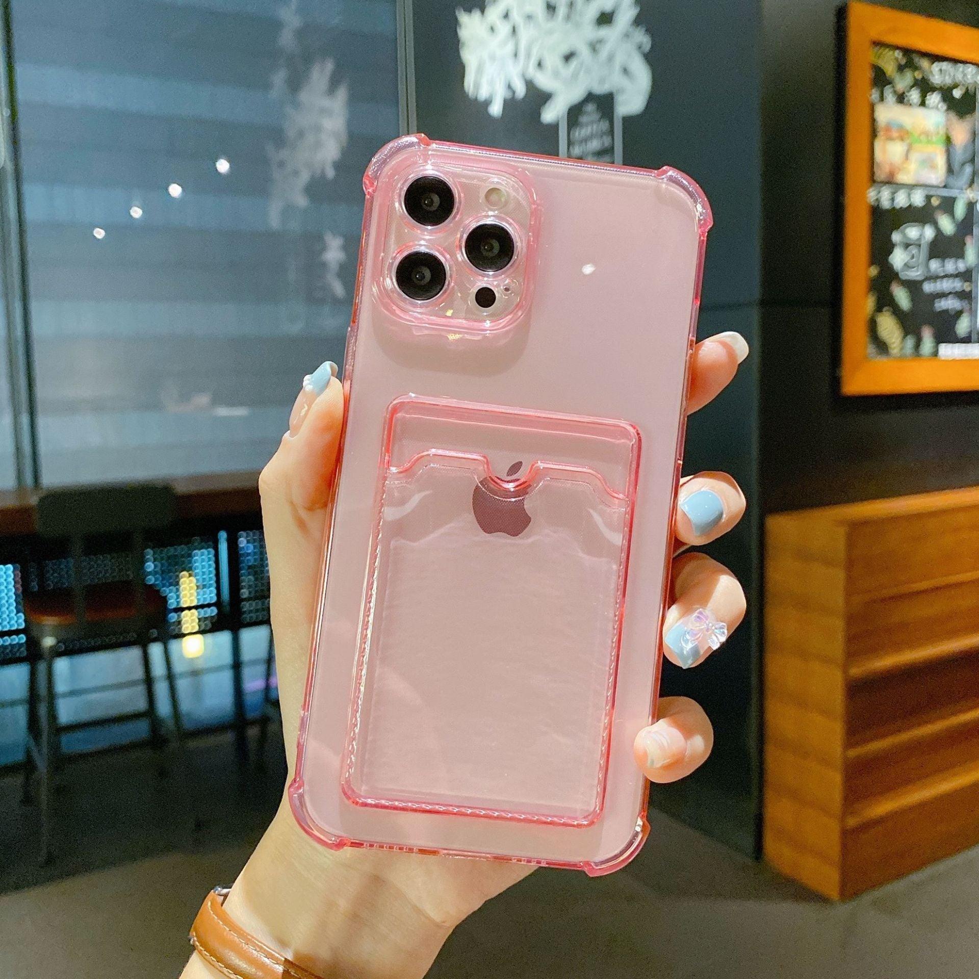 Phone Case For IPhone 12 13 14 Mini Case For iphone Cute Case Cover Soft Silicone Wallet Card Holder Clear Heavy Duty Protective Crystal Clear Back Cover with Shockproof Bumper Case Stevvex
