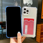 Phone Case For IPhone 12 13 14 Mini Case For iphone Cute Case Cover Soft Silicone Wallet Card Holder Clear Heavy Duty Protective Crystal Clear Back Cover with Shockproof Bumper Case Stevvex
