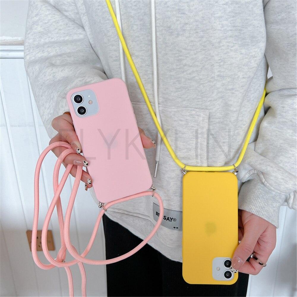 Phone Case  Strap Cord Chain Phone Case For Xiaomi Redmi Note 10 9 10S 9S Pro Max 10 9 9A 9C Cover Mi POCO X3 NFC Pro 12 Pro 11 Lite Crossbody Case Soft Matte Phone Holder with Neck Strap Stevvex